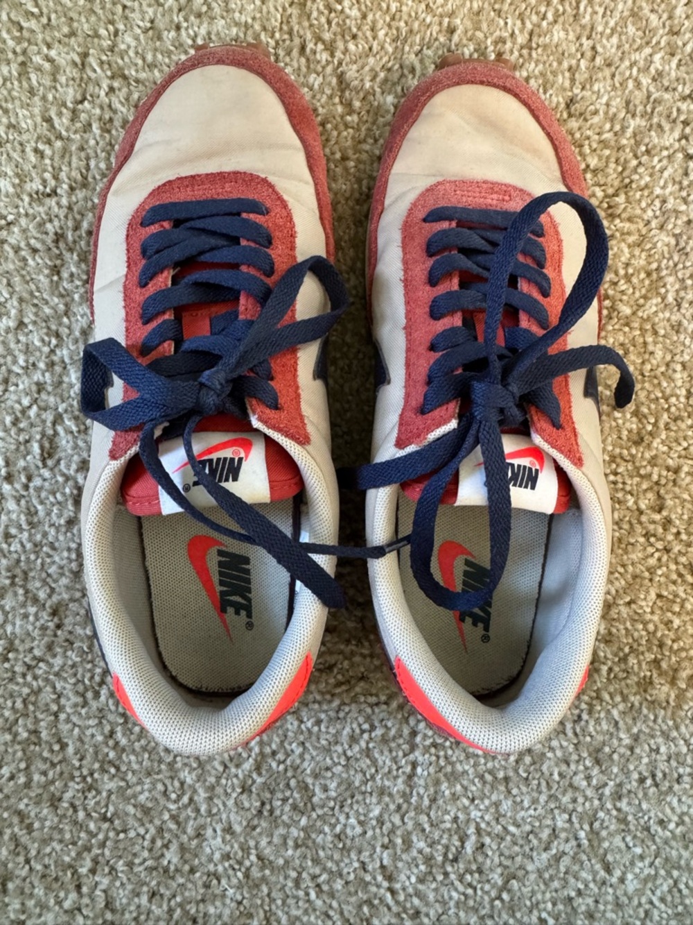 Nike sneakers in Burnt Orangish and Navy
